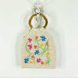Embroidered Macrame Handbag